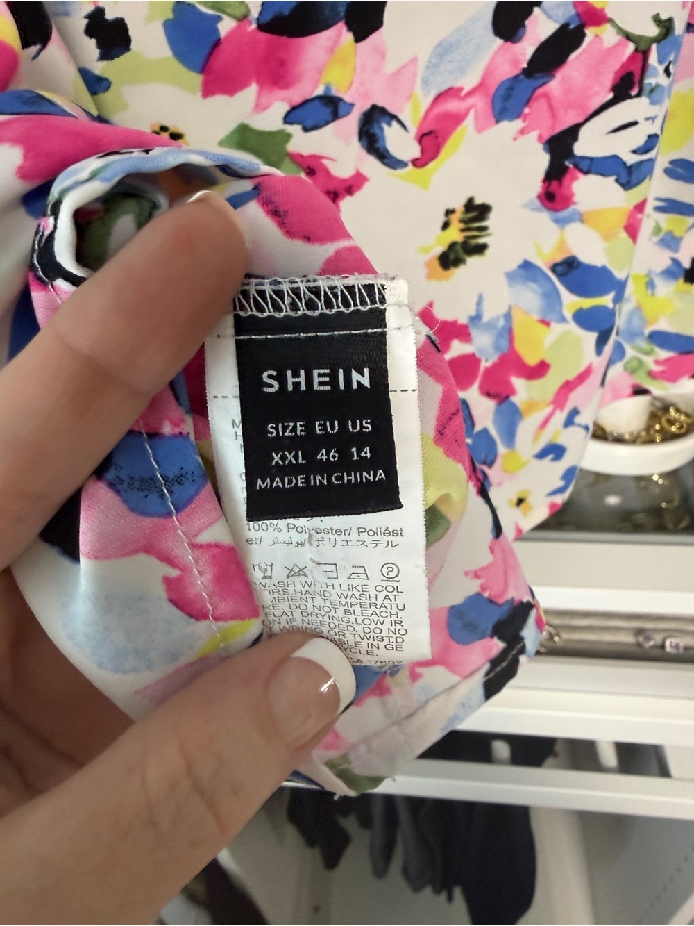 SHEIN Floral Ruffle Sleeve Blouse in Pink, Blue & Green - Picture 4 of 4